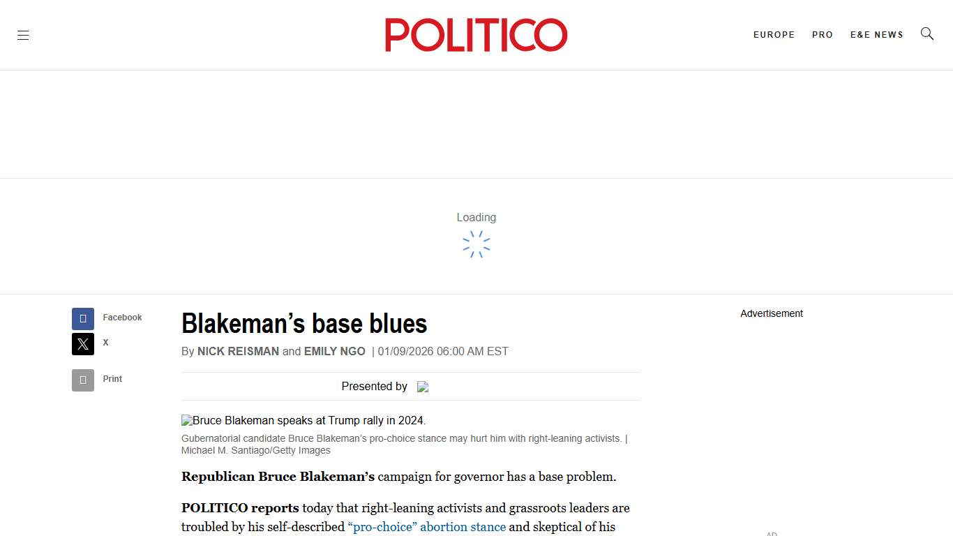 Blakeman’s base blues - POLITICO